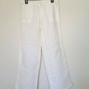 100% white linen wide leg pants - Size 0